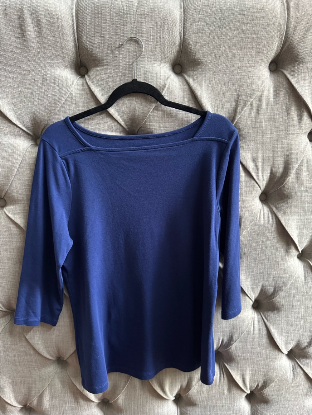 Issac Mizrahi Essentials Navy Boatneck Long Sleeve Top